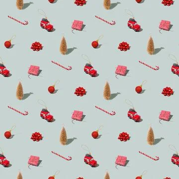 Gray green background pattern, Christmas, New Year symbol attribute objects Stock Photos