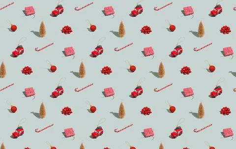 Gray green background pattern, Christmas, New Year symbol attribute objects Stock Photos