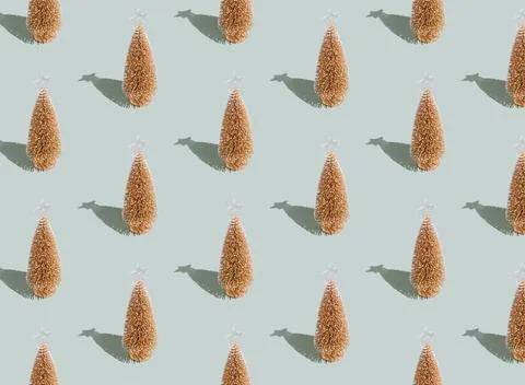 Gray green background pattern, Christmas, New Year small toy golden fir t... Stock Photos