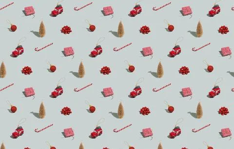 Gray green background pattern with Christmas, New Year symbol attribute objects Foto stock