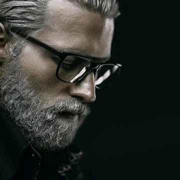 Gray haired man portrait Stock Photos