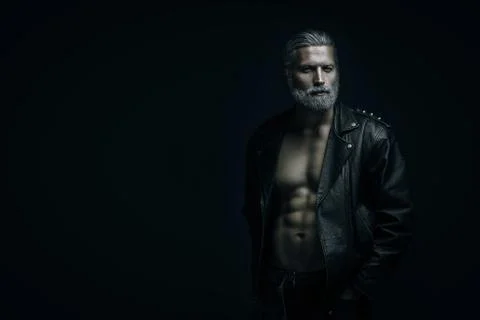 Gray haired man portrait Stock Photos