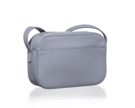 Gray hammered leather bag Foto stock