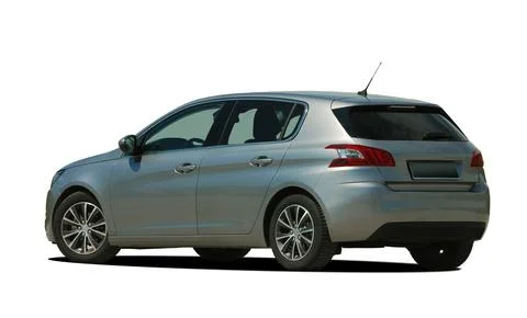 Gray hatchback, back view Stock Photos