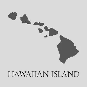 Gray Hawaiian island map - vector illustration Stock Illustration