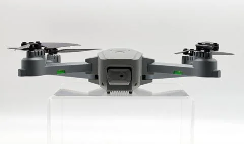 Gray hd camera drone on a white background Stock Photos