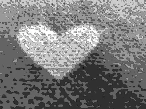 Gray heart effect art image pattern, with black vintage background in love. Stock Photos