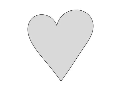 Gray heart icon on white background, Minimalist heart shape illustration, Sim Stock Illustration