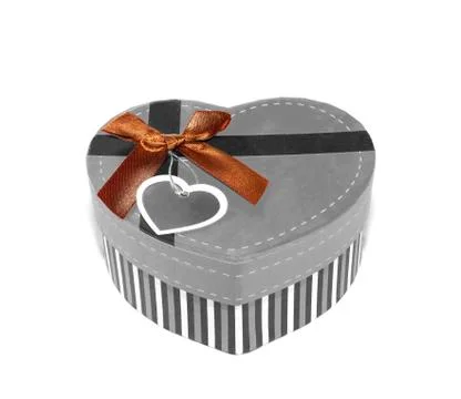Gray heart-shaped box Stock Photos