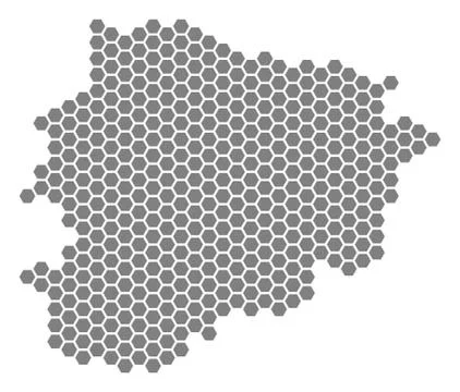 Gray Hexagon Andorra Map Illustrazione stock