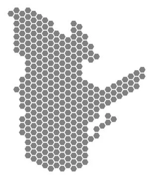 Gray Hexagon Quebec Province Map Stock Illustration