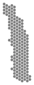 Gray Hexagon Togo Map Stock Illustration