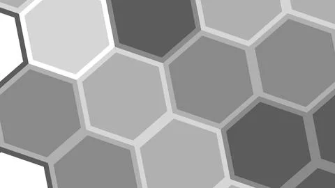 Gray hexagonal tile mosaic filling the frame with varying shades and bold whi Stockillustratie