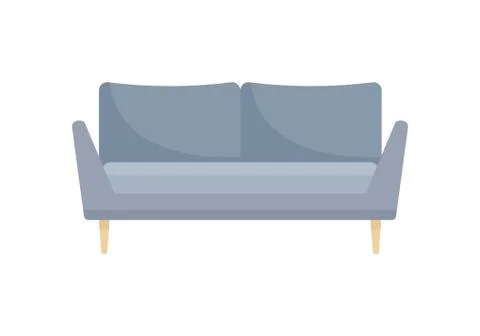 Gray home soft sofa icon in flat style Stock Illustration