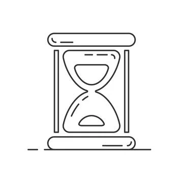 Gray hourglasses linear icon on white background. Vector illustration. Illustrazione stock