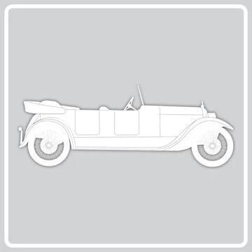 Gray icon of a retro car Stock Illustration