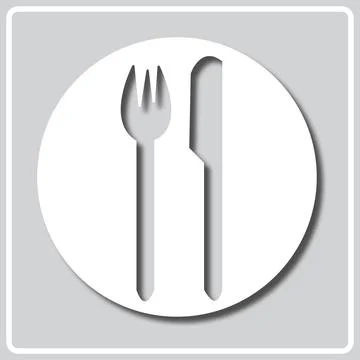 Gray icon with white silhouette of a kitchen sign Stock Illustration