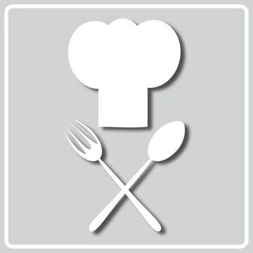Gray icon with white silhouette of a kitchen sign Stock Illustration