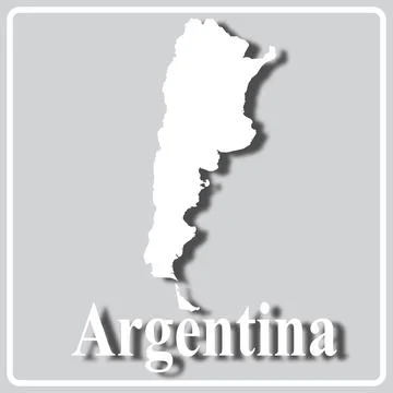 Gray icon with white silhouette of a map and the inscription Argentina Stock Illustration