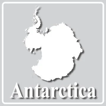 Gray icon with white silhouette of a map and the inscription Antarctica Stock Illustration