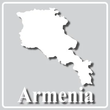 Gray icon with white silhouette of a map and the inscription Armenia Stock Illustration