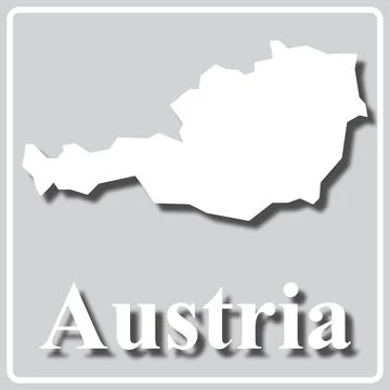 Gray icon with white silhouette of a map and the inscription Austria Stock Illustration