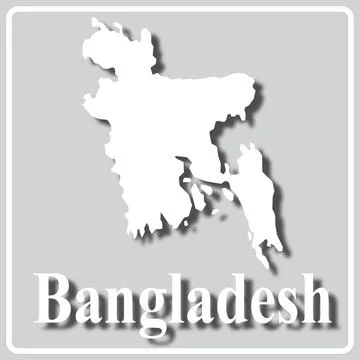 Gray icon with white silhouette of a map and the inscription Bangladesh Stock Illustration