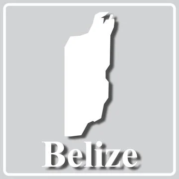 Gray icon with white silhouette of a map and the inscription Belize Stock Illustration