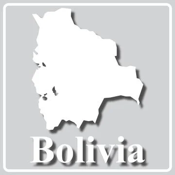 Gray icon with white silhouette of a map and the inscription Bolivia Stock Illustration