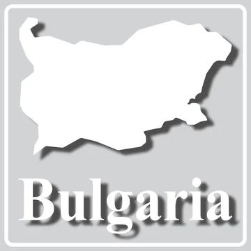 Gray icon with white silhouette of a map and the inscription Bulgaria Stock Illustration
