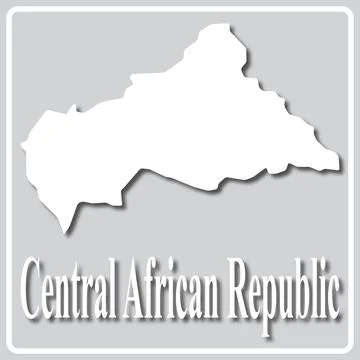 Gray icon with white silhouette of a map and the inscription Central African  Stock Illustration