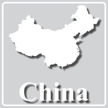 Gray icon with white silhouette of a map and the inscription China Stock Illustration