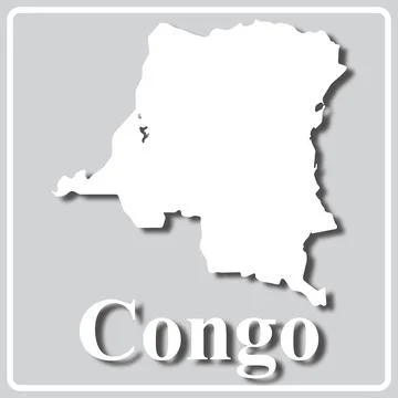 Gray icon with white silhouette of a map and the inscription Congo Stock Illustration