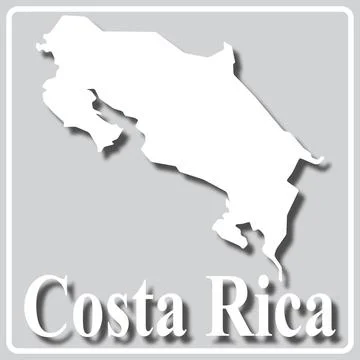 Gray icon with white silhouette of a map and the inscription Costa Rica Stock Illustration