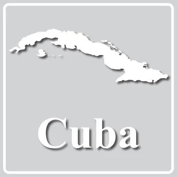 Gray icon with white silhouette of a map and the inscription Cuba Stock Illustration