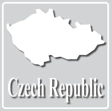Gray icon with white silhouette of a map Czech Republic Stock Illustration