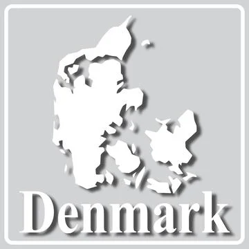 Gray icon with white silhouette of a map Denmark Stock Illustration