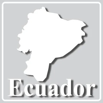 Gray icon with white silhouette of a map Ecuador Stock Illustration