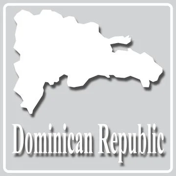 Gray icon with white silhouette of a map Dominican Republic Stock Illustration