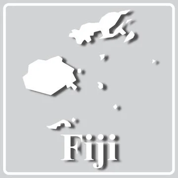 Gray icon with white silhouette of a map Fiji Stock Illustration