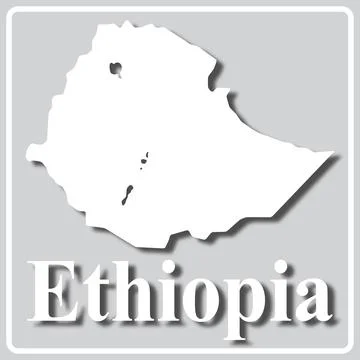 Gray icon with white silhouette of a map Ethiopia Stock Illustration