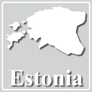 Gray icon with white silhouette of a map Estonia Stock Illustration
