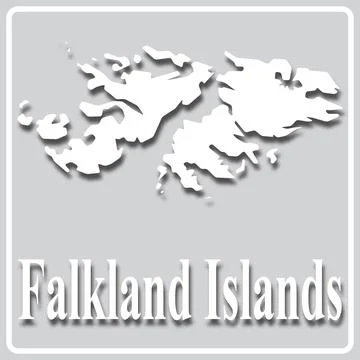 Gray icon with white silhouette of a map Falkland Islands Stock Illustration