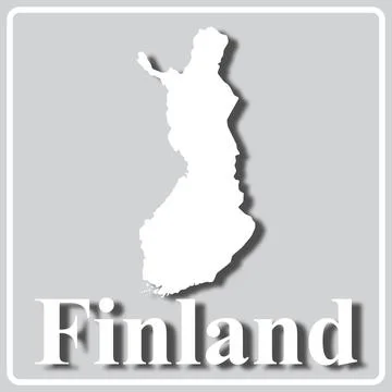 Gray icon with white silhouette of a map Finland Stock Illustration