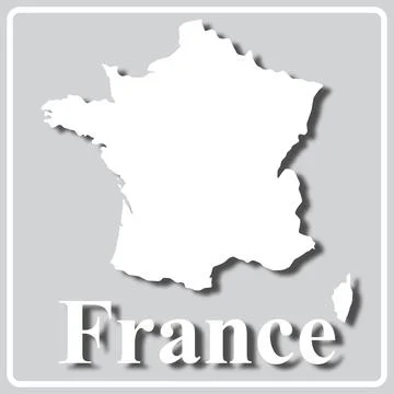 Gray icon with white silhouette of a map France Stock Illustration
