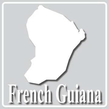 Gray icon with white silhouette of a map French Guiana Stock Illustration