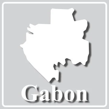 Gray icon with white silhouette of a map Gabon Stock Illustration