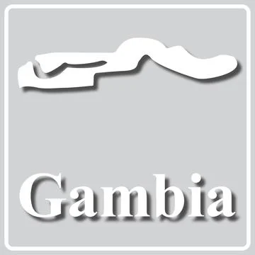 Gray icon with white silhouette of a map Gambia Stock Illustration