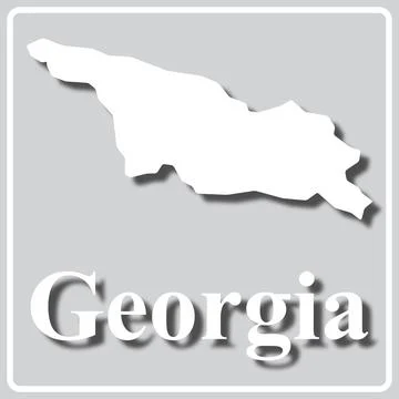 Gray icon with white silhouette of a map Georgia Stock Illustration