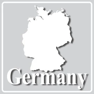 Gray icon with white silhouette of a map Germany Stock Illustration